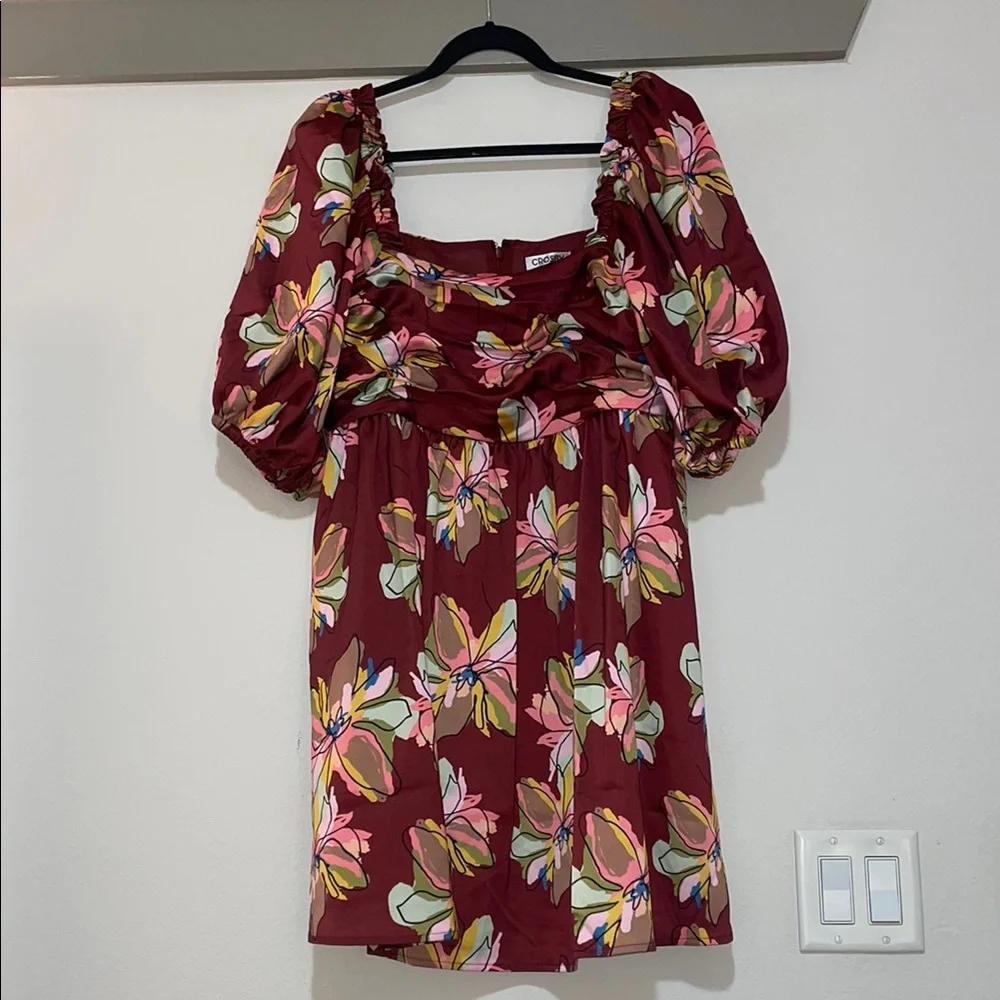Crosby by Mollie Burch Hunter Floral Puff Sleeve Dress SZ L NWOT